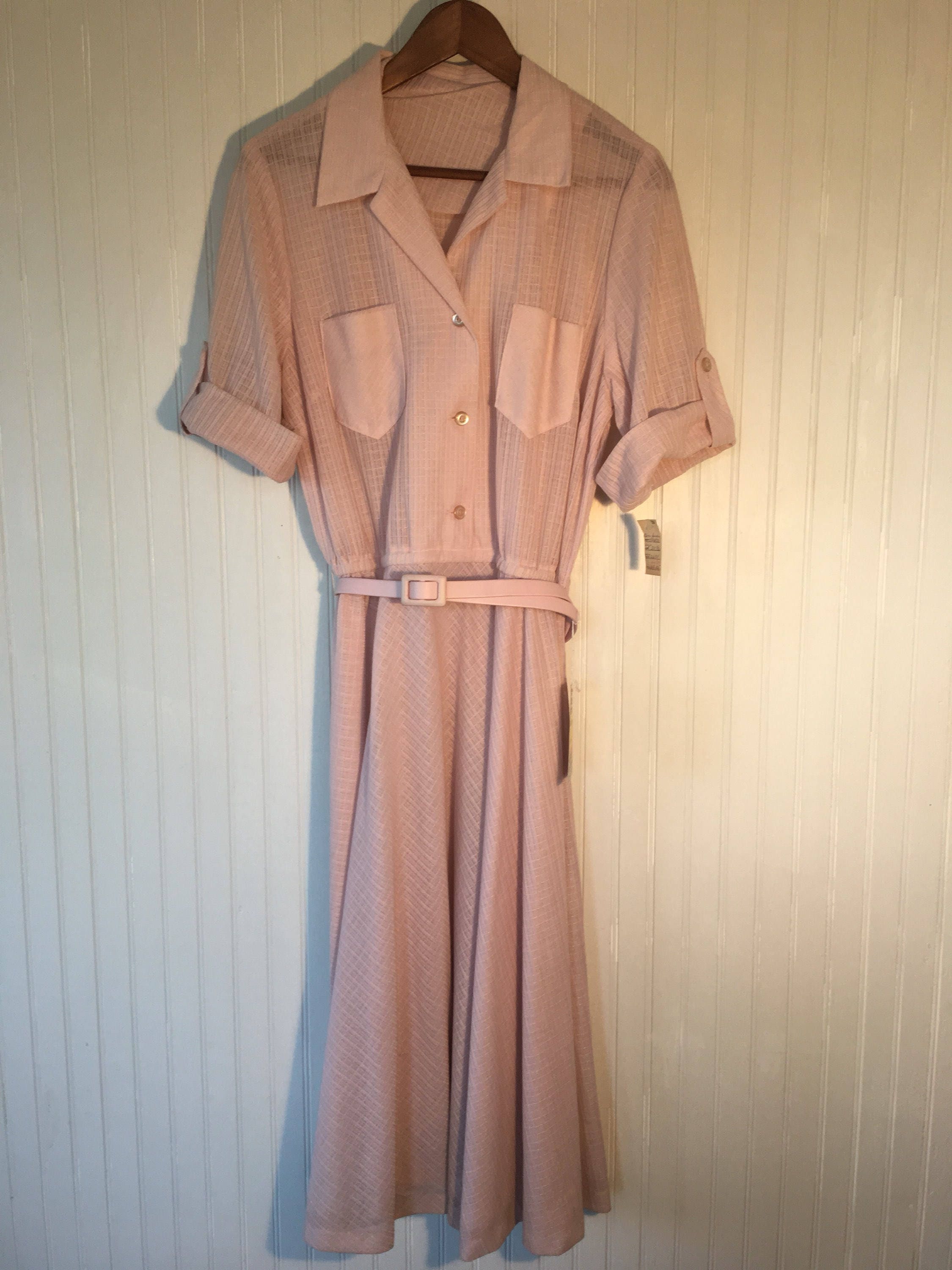 Vintage 70s Pastel Pink Sheer Dress New with Tags from 1979 Deadstock ...