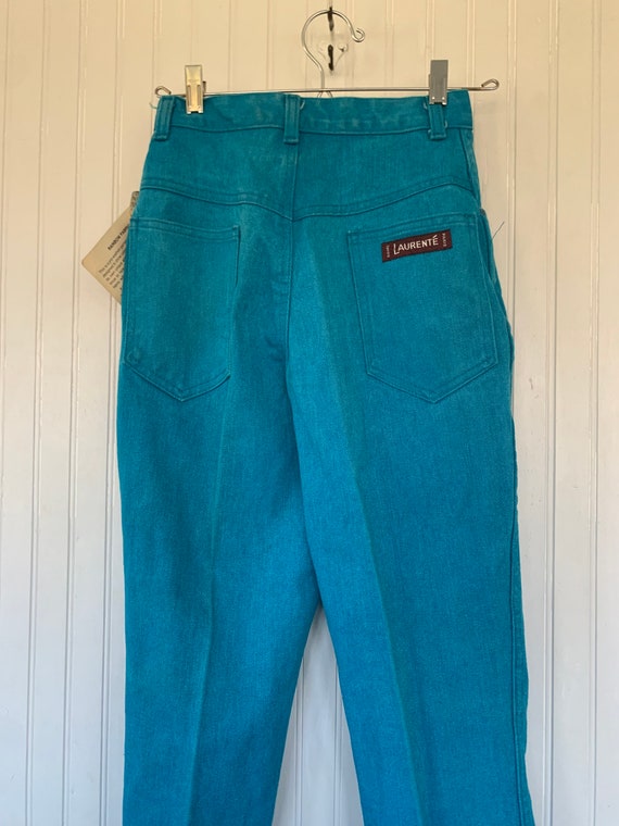 Vintage 70s XS Laurente Deadstock Turquoise Jeans… - image 4