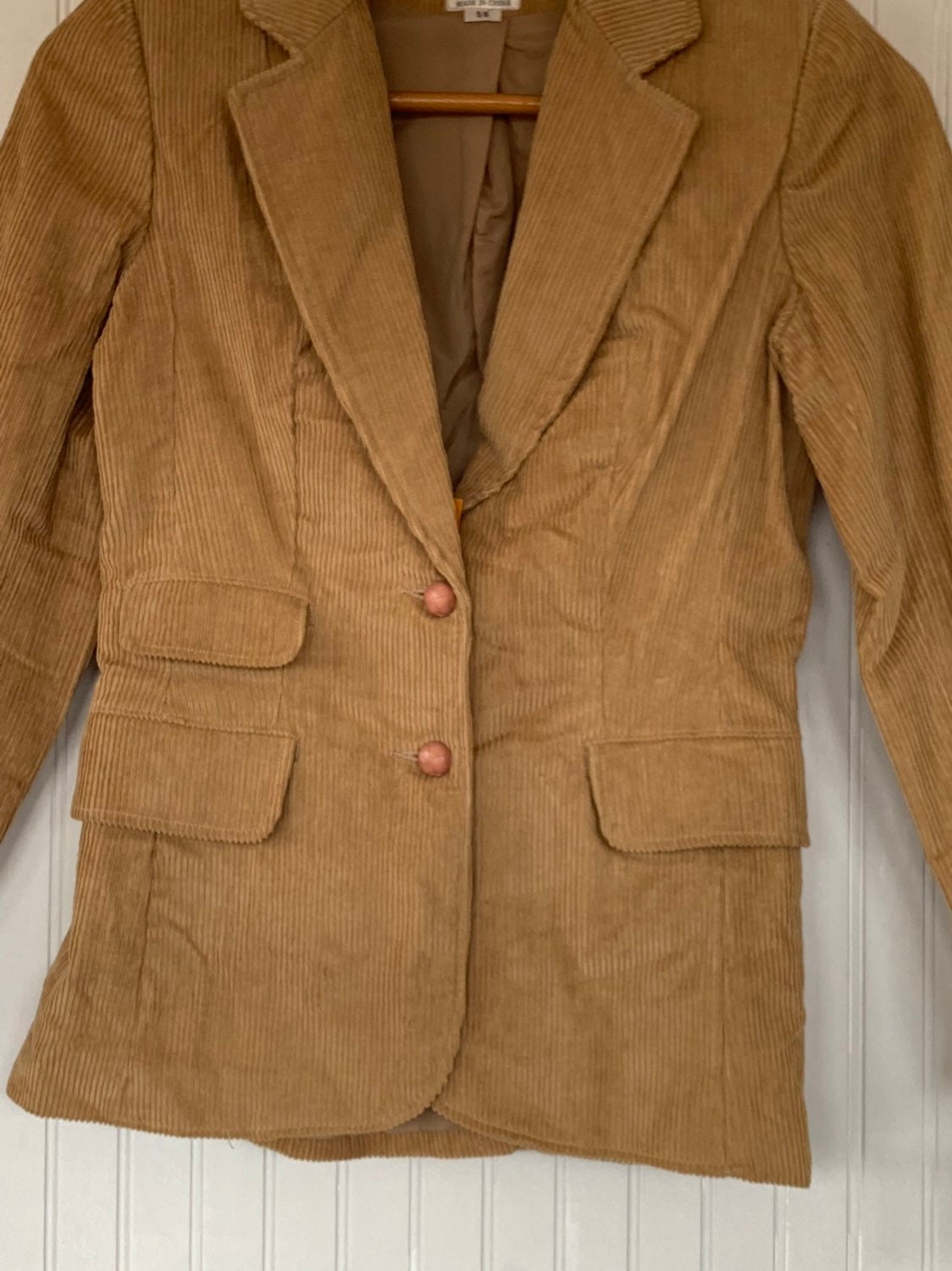 NWT Vintage 80s Corduroy Blazer Tan Jacket Coat Medium S/M S Med Small ...