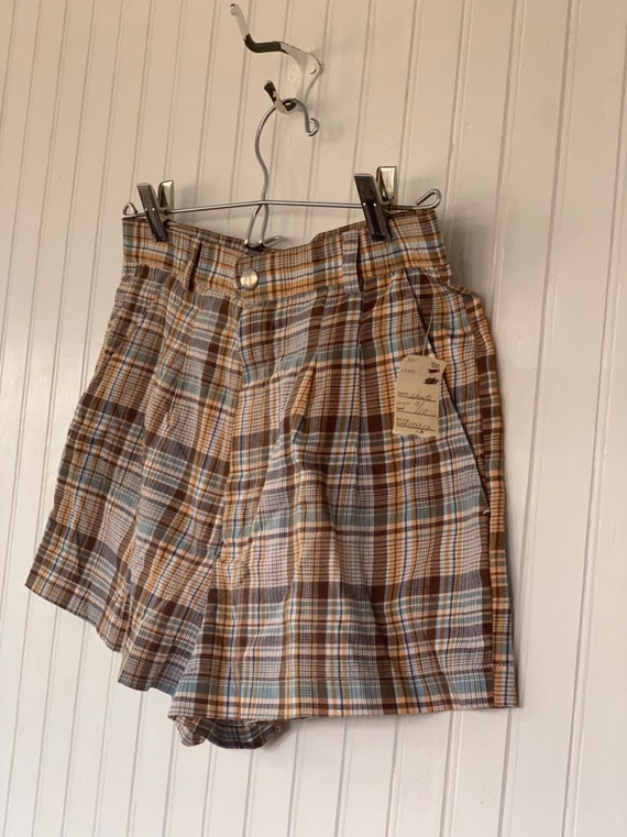 Deadstock Vintage 70s Plaid Short Booty Shorts XS… - image 10