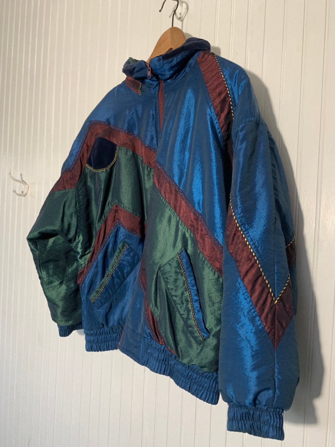 Vintage 90s Izzi Sik Coat Nylon Puffer Shiny Jacket Large Nineties ...