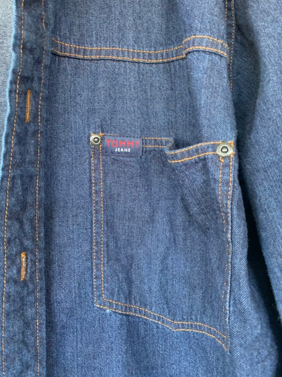 Vintage 90s Tommy Jeans Button Down Denim Shirt H… - image 2