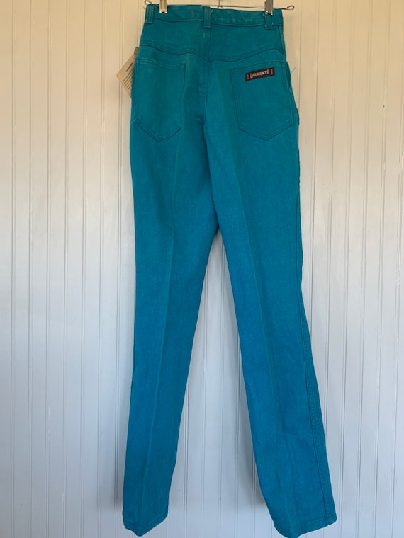 Vintage 70s XS Laurente Deadstock Turquoise Jeans… - image 5