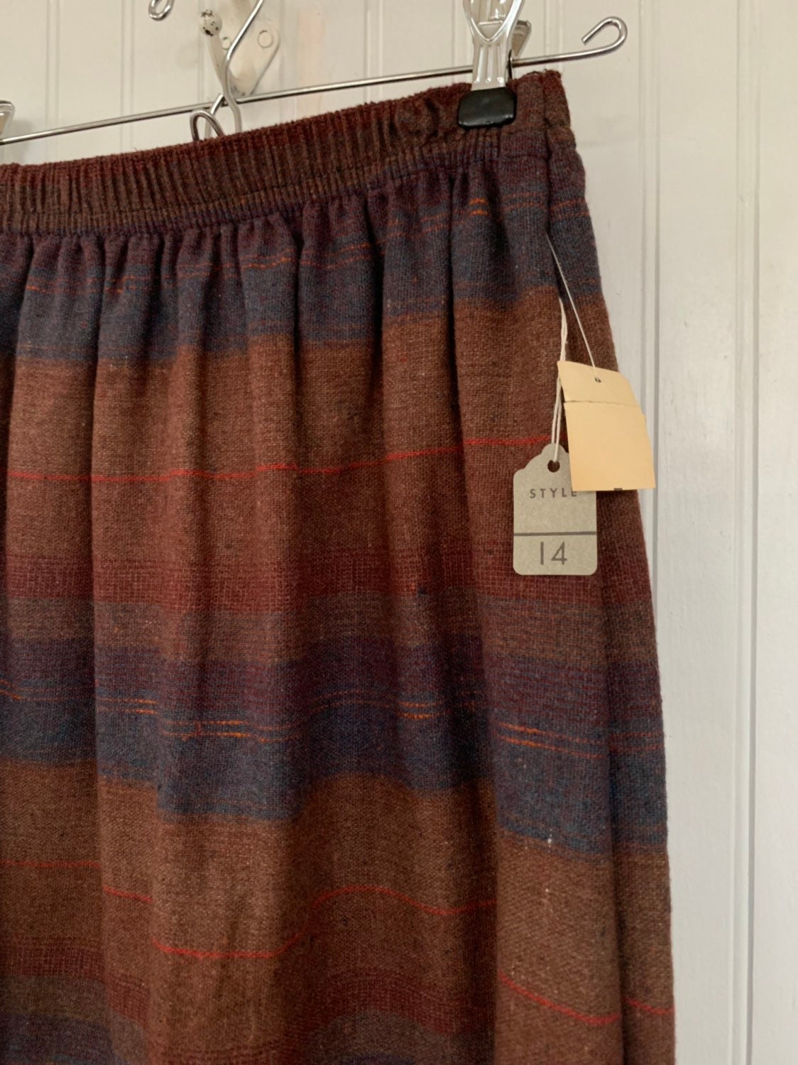 Vintage Deadstock 80s XS Earth Tones Plaid Skirt Brown Rust Red Green ...