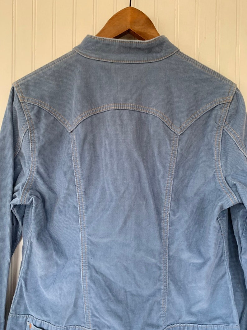 Vintage 90s the gap Medium Corduroy Jacket cornflower blue Snap Down Mock Neck Blazer M Med Nineties Jean Jackets cord coat