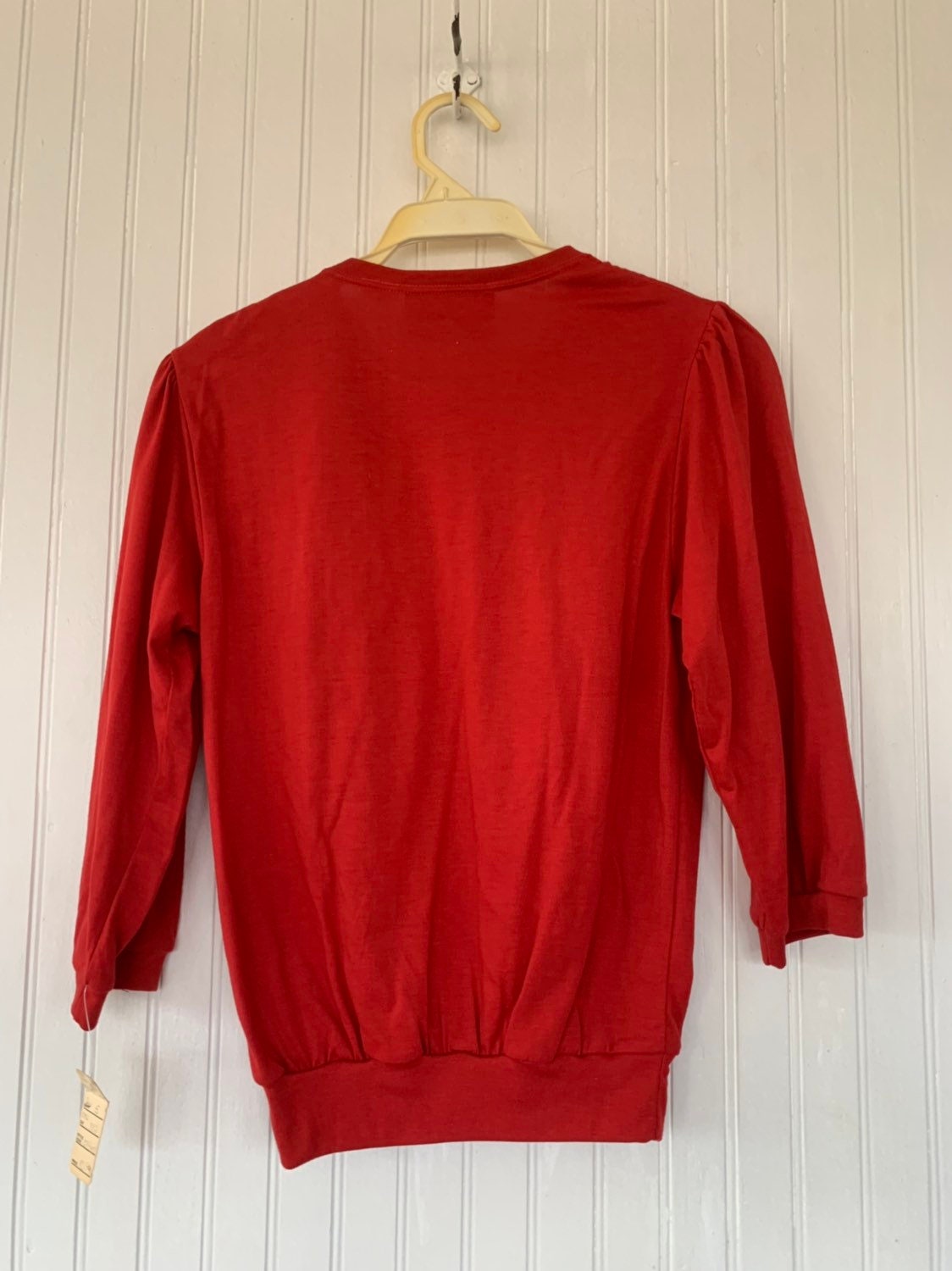 Unique Vintage 70s 80s Bright Red Puff Sleeve Top Shirt Small S xs ...