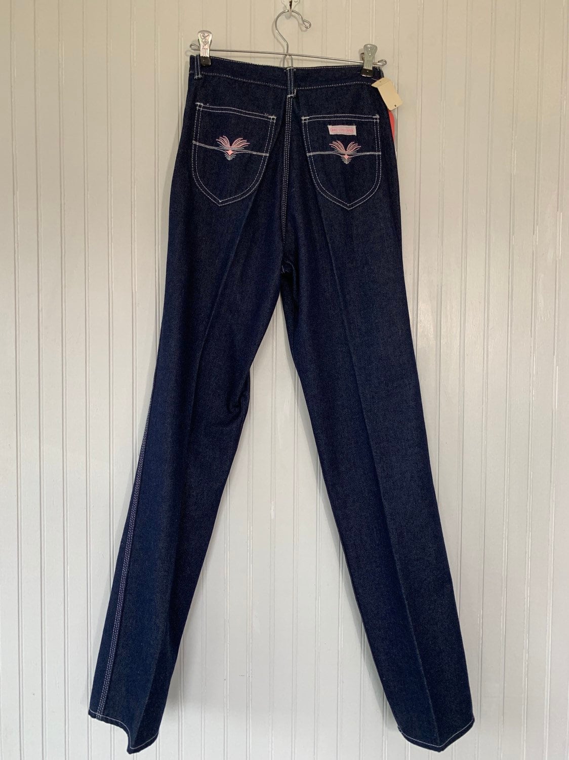 NWT Vintage 80s Deadstock High Waisted Dark Denim Blue Jeans 28