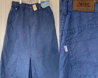Rare Vintage Deadstock 70s Levis Gold Tab XS Small S Skirt Faded Light Blue 26 Waist Original Tag Denim Jean Skirts High Waisted Periwinkle