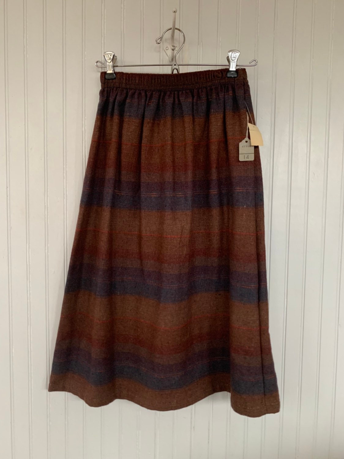 Vintage Deadstock 80s XS Earth Tones Plaid Skirt Brown Rust Red Green ...