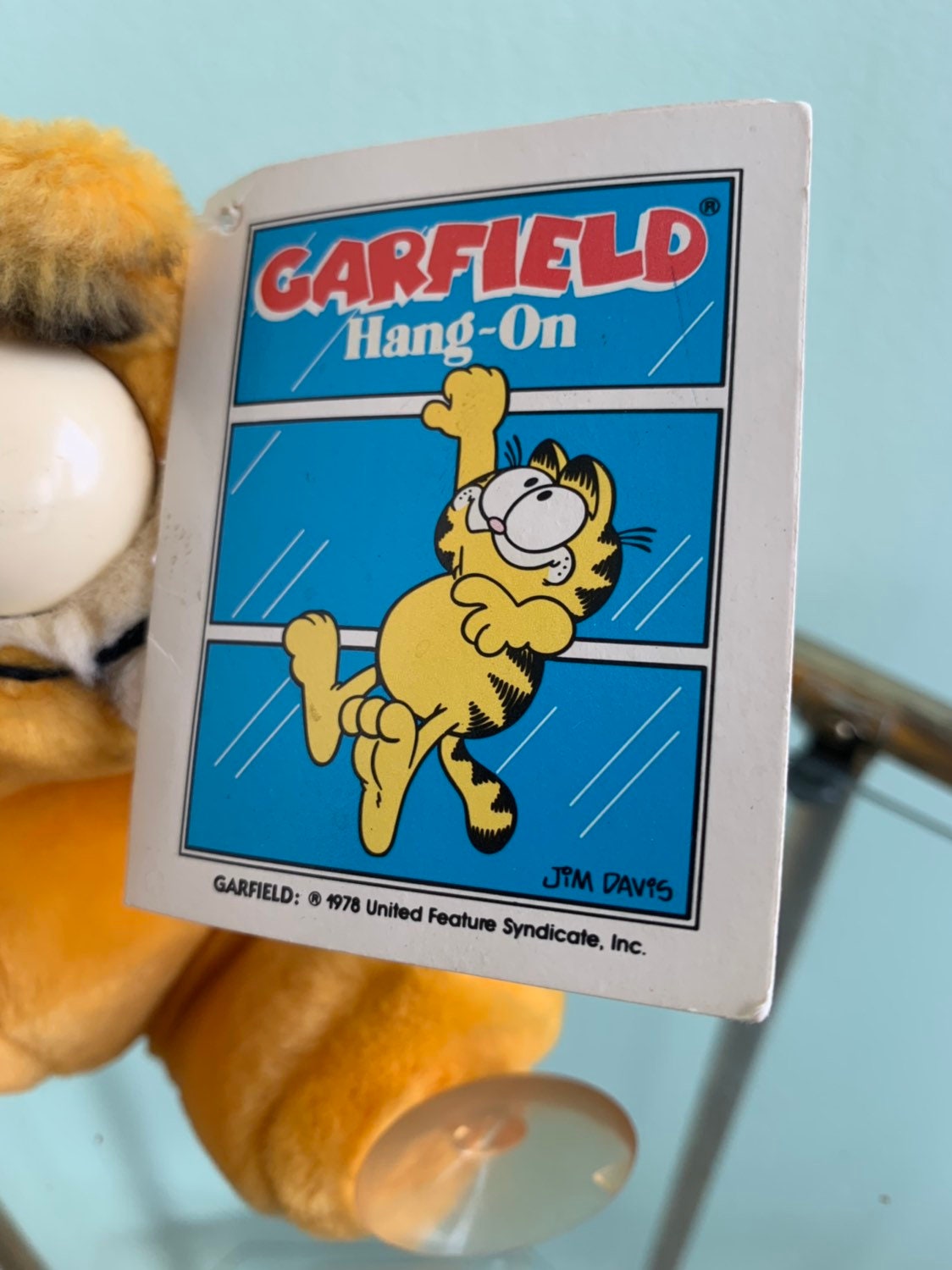 Vintage NWT Holiday 80s Garfield Hang On Window Cling Plush Doll