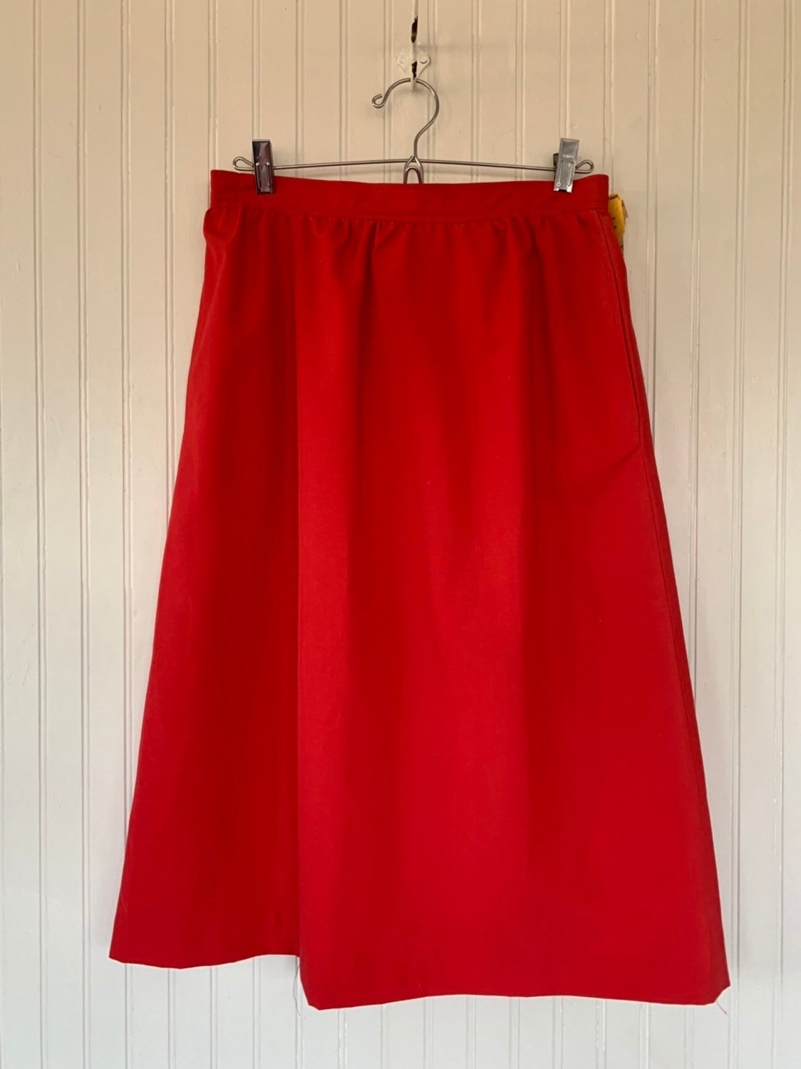 Vintage 80s Deadstock Red Skirt Medium Med M 28 Waist Pockets Below ...