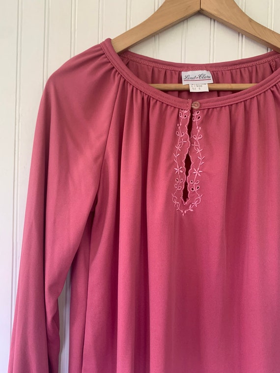 70s Vintage Small Medium Pink Peasant Top S/M S D… - image 5