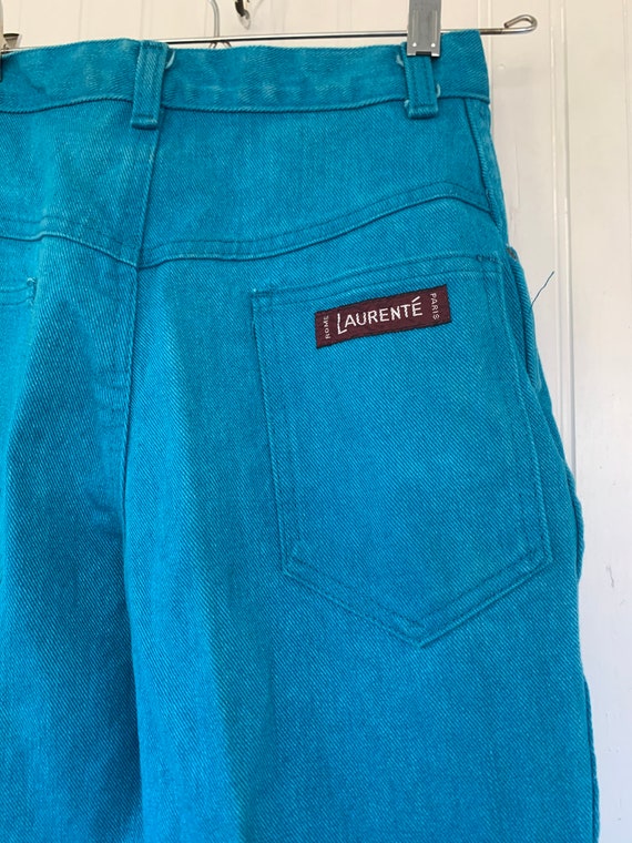 Vintage 70s XS Laurente Deadstock Turquoise Jeans… - image 10