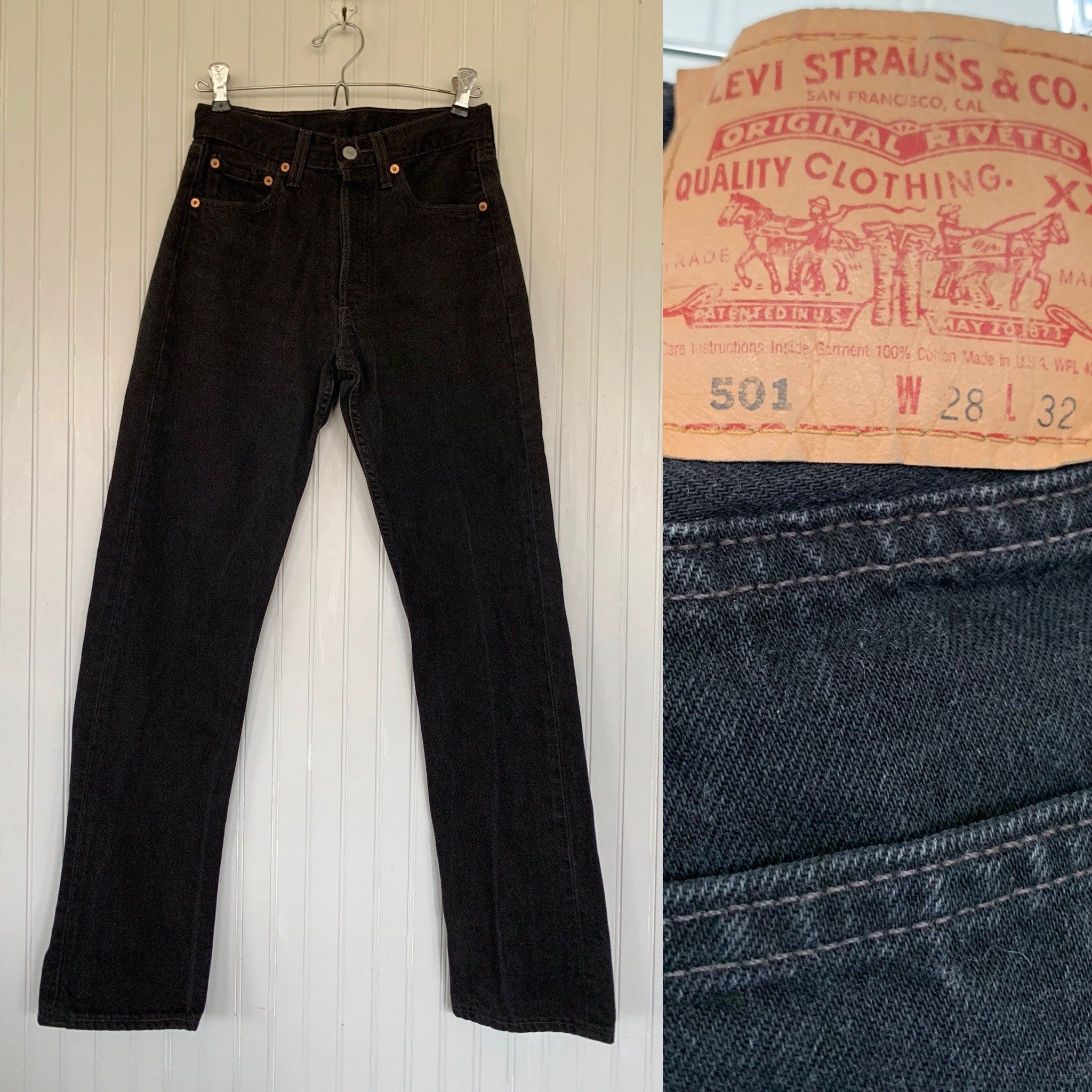 Vintage 90s Levis 501 Blue Jeans Black 