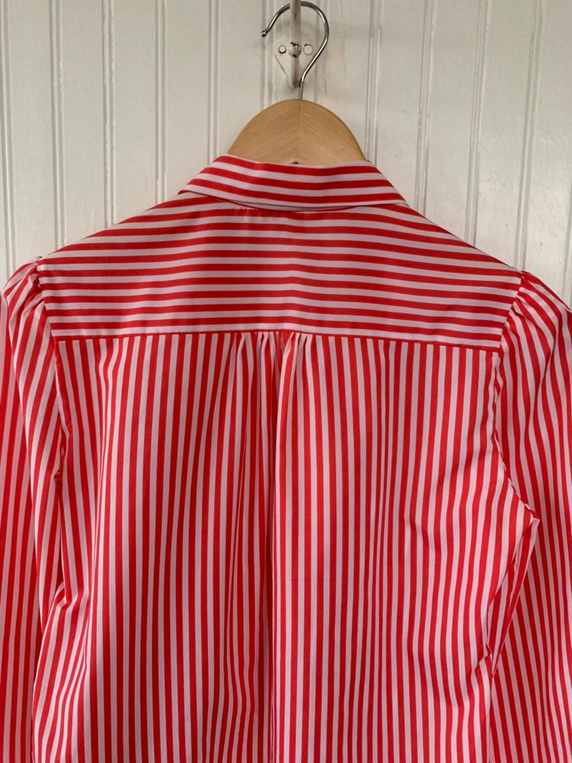 Vintage Red White Striped Button Down Shirt Small Medium S/M Blouse ...