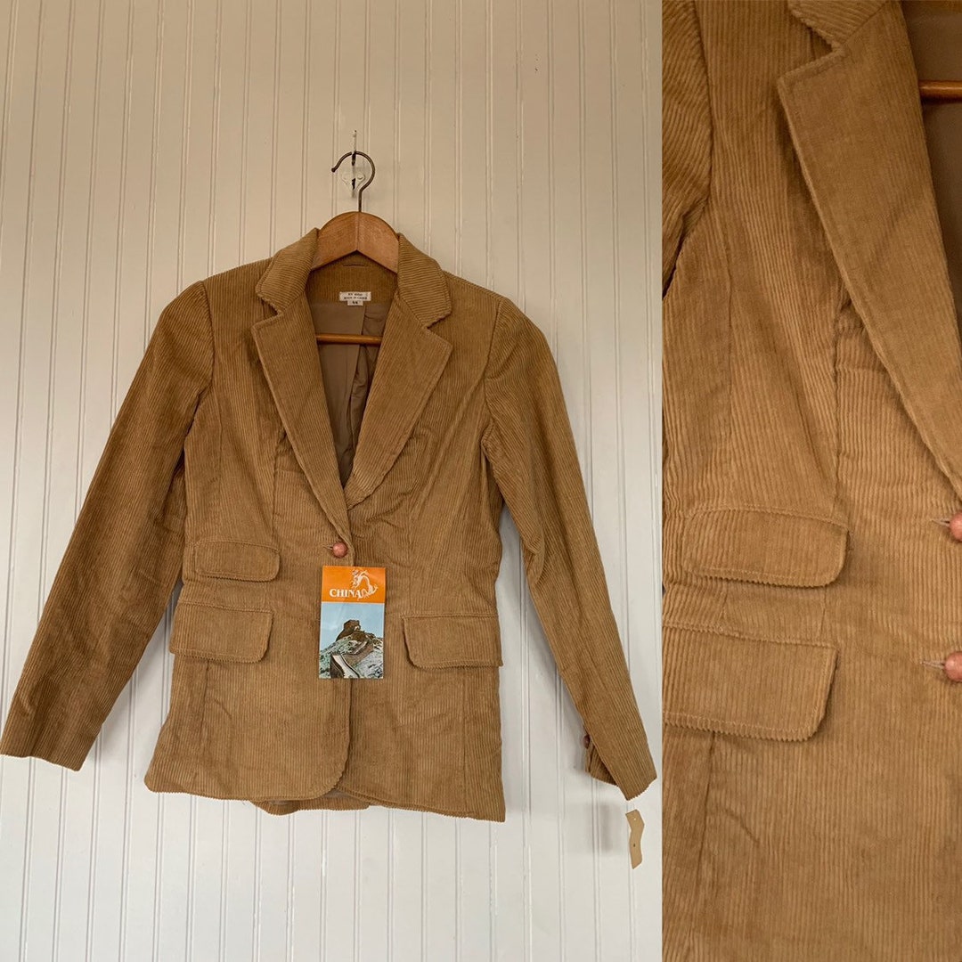 NWT Vintage 80s Corduroy Blazer Tan Jacket Coat Medium S/M S - Etsy
