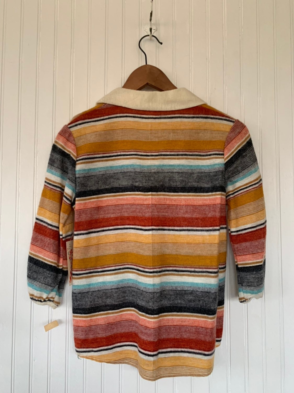 Deadstock Vintage 80s Medium Grey Black Red White Yellow Blue Striped ...