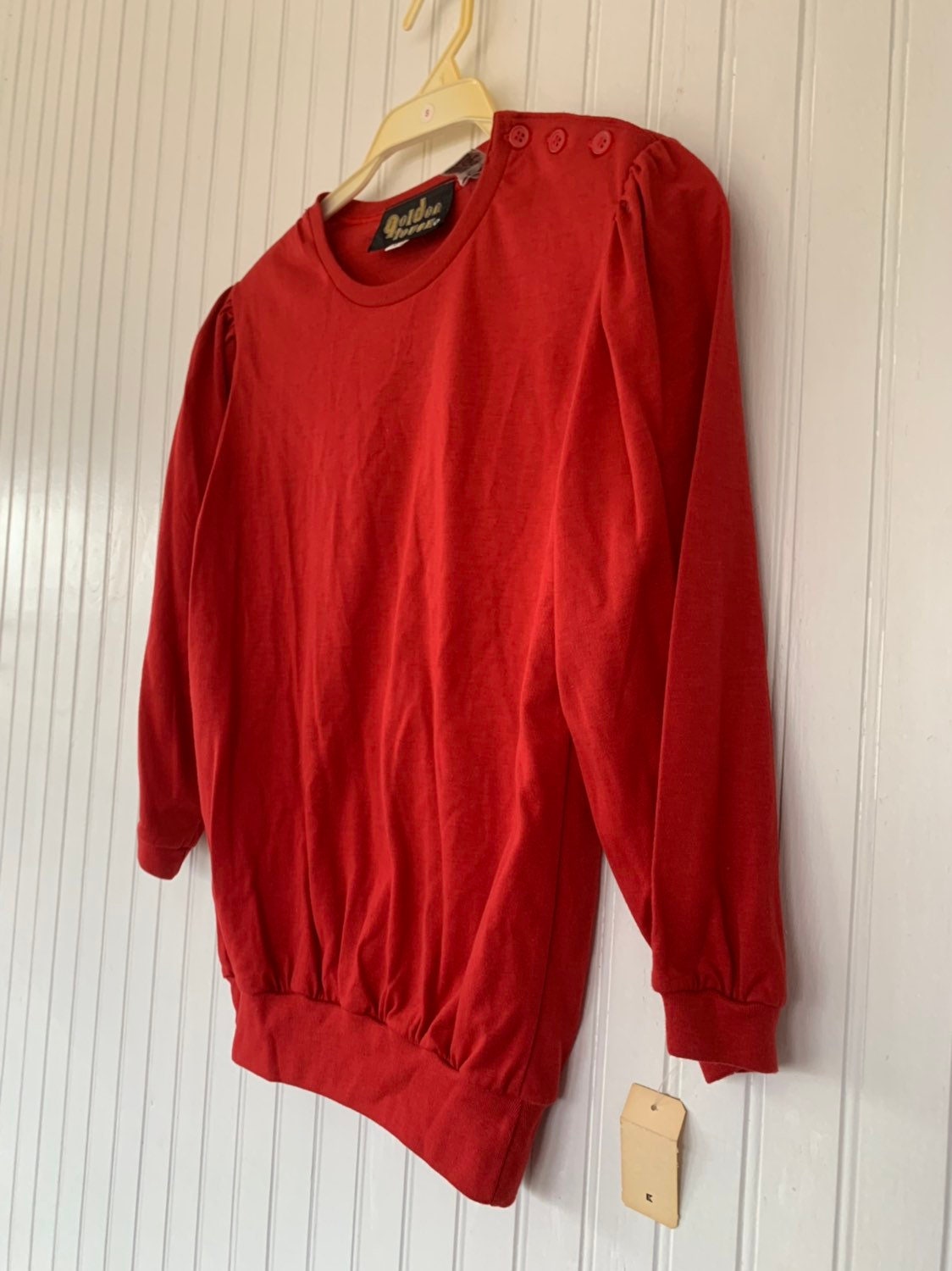 Unique Vintage 70s 80s Bright Red Puff Sleeve Top Shirt Small S xs ...