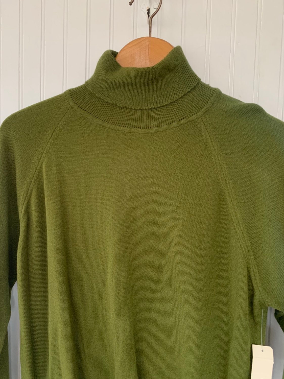NWT Vintage 80s Large Olive Green Turtleneck Pullover Knit Sweater ...