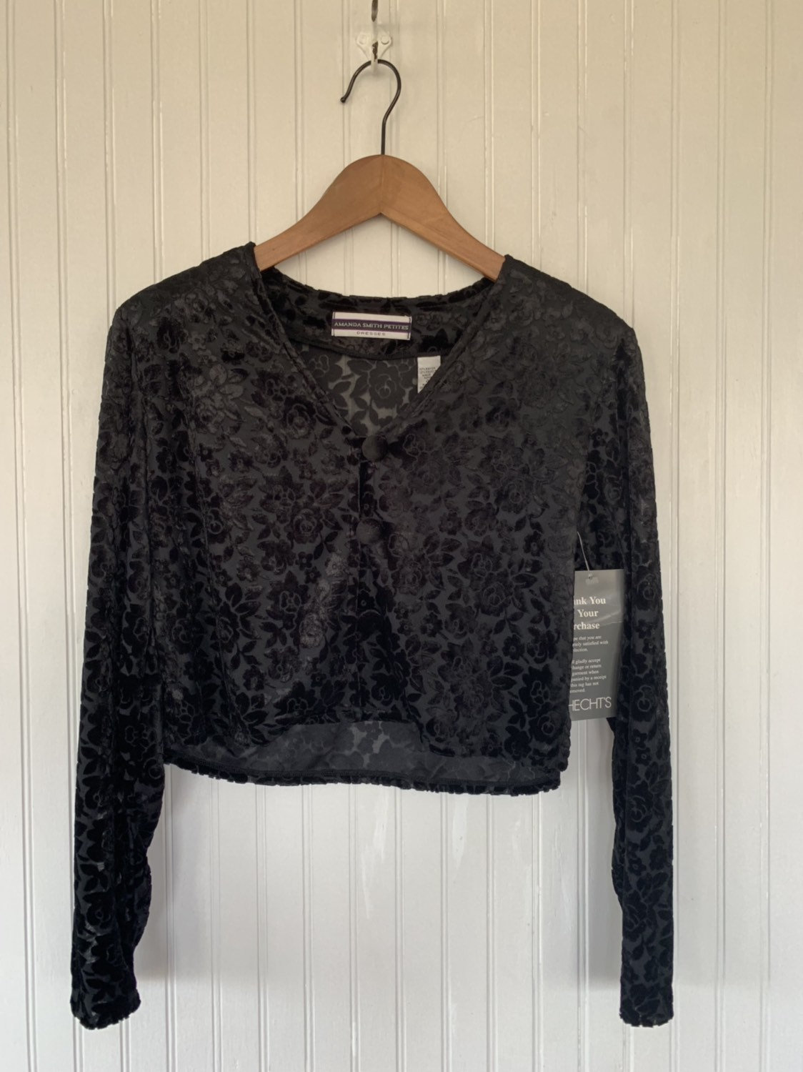 Vintage 90s Sheer Black Floral Velour Crop Top Velvet Burnout Shirt ...