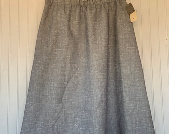 Vintage Deadstock 80s Large Skirt Gray White High Waist Below Knee Elastic Waist Medium L M/L 30 70s NOS Gray Skirts Tweed Polyester Spring