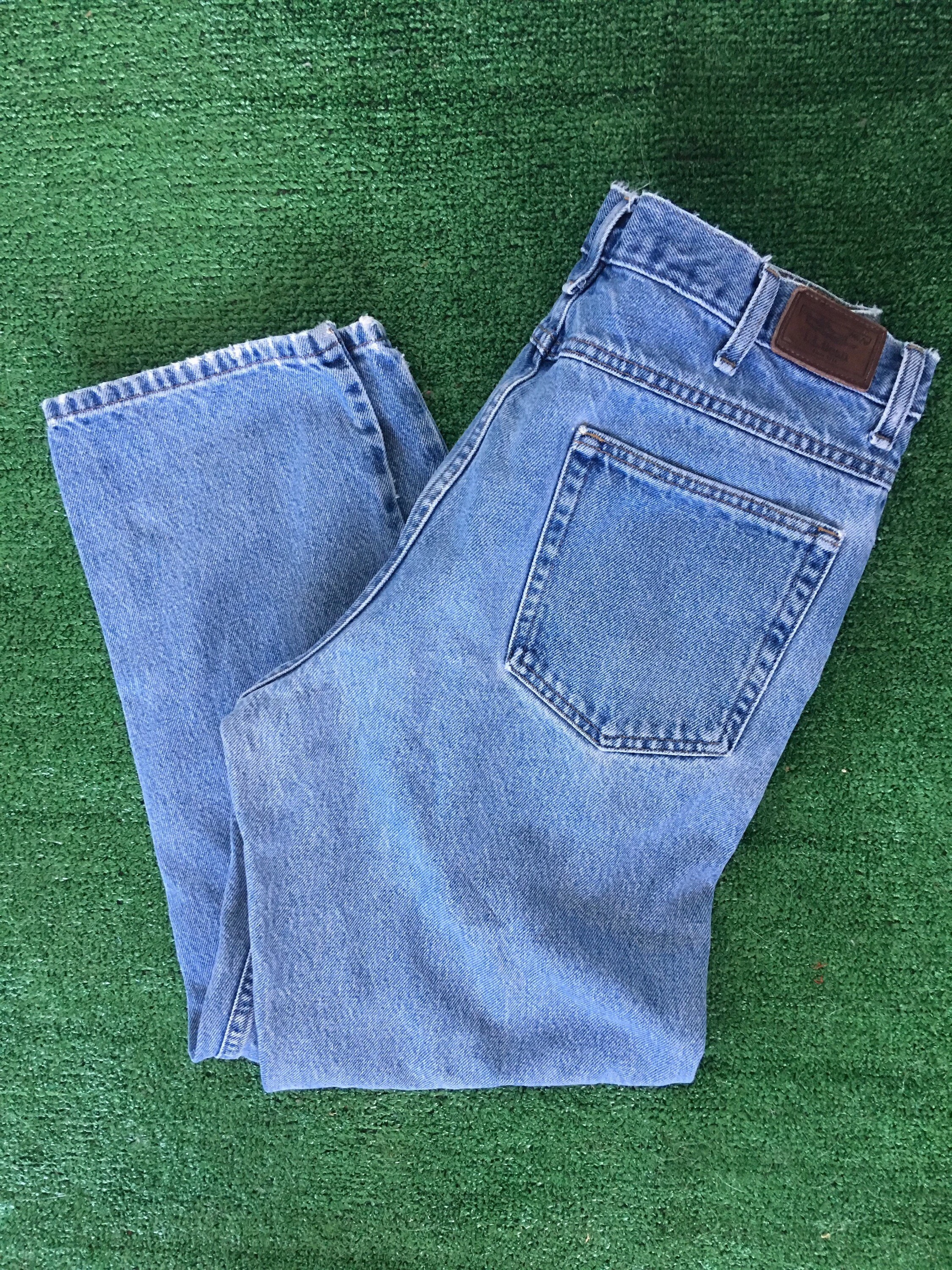 Vintage 90s LL Bean Denim Blue Jeans Worn Size womens 34 x 29 Large L ...