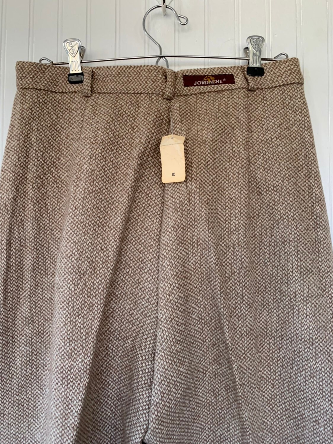 NWT Vintage 80s Jordache Deadstock Tweed High Waisted Trousers 30 Tan ...