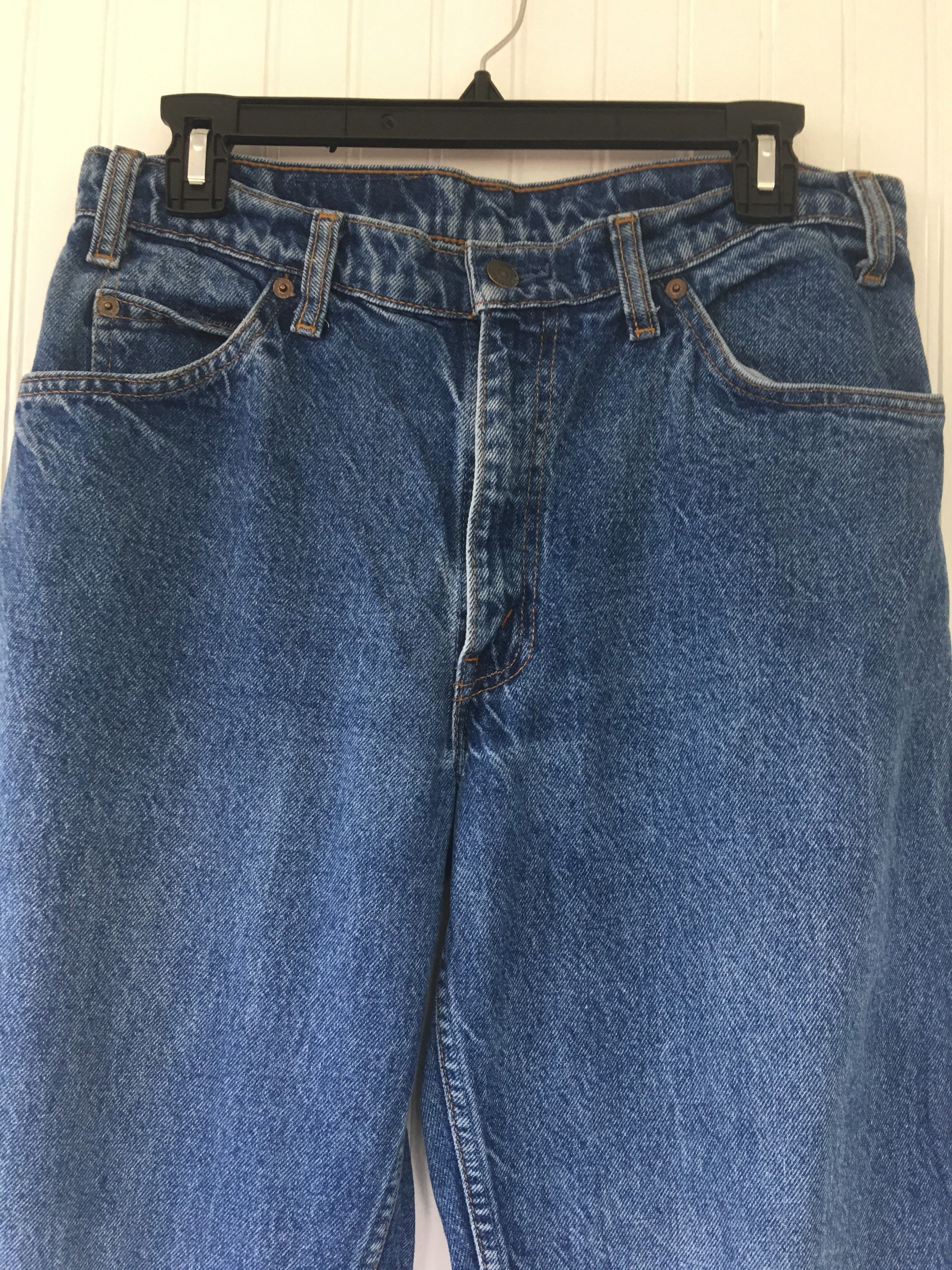 Vintage 90s Levis 550 Orange Tab Grunge Dark Blue Jeans Denim 32 x 32 ...