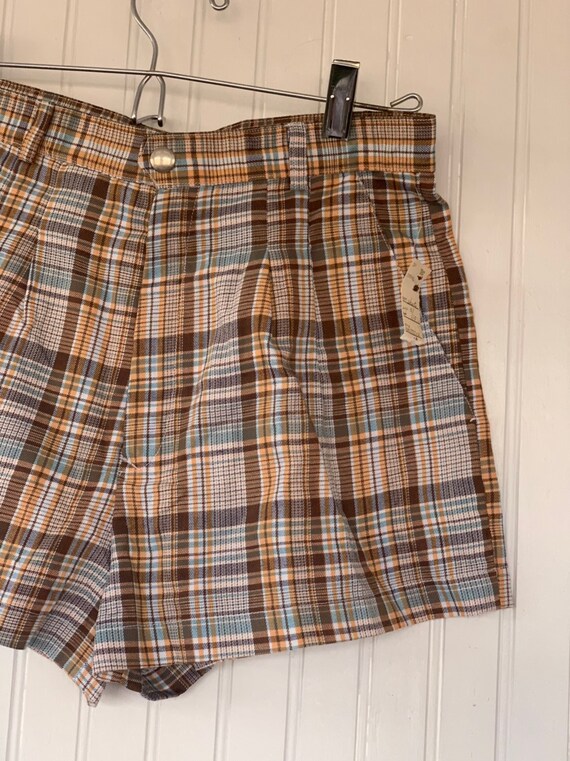 Deadstock Vintage 70s Plaid Short Booty Shorts XS… - image 4