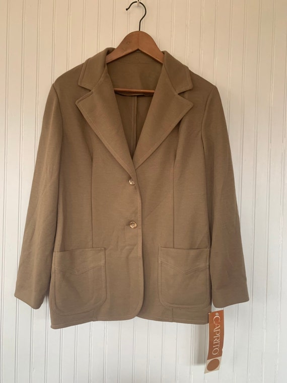 NWT Deadstock Vintage 80s Beige Blazer Beige Jack… - image 2