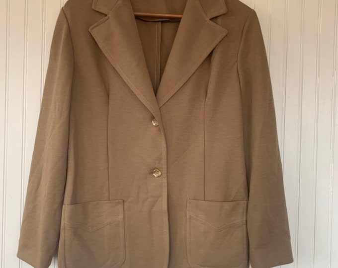 NWT Deadstock Vintage 80s Beige Blazer Beige Jacket Pockets 36 Medium Large M Med M/L Khaki Caprito