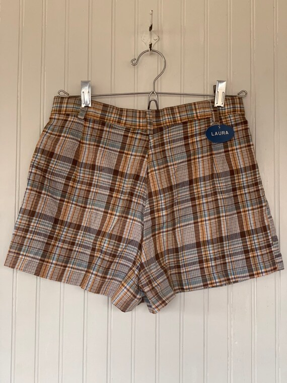 Deadstock Vintage 70s Plaid Short Booty Shorts XS… - image 3