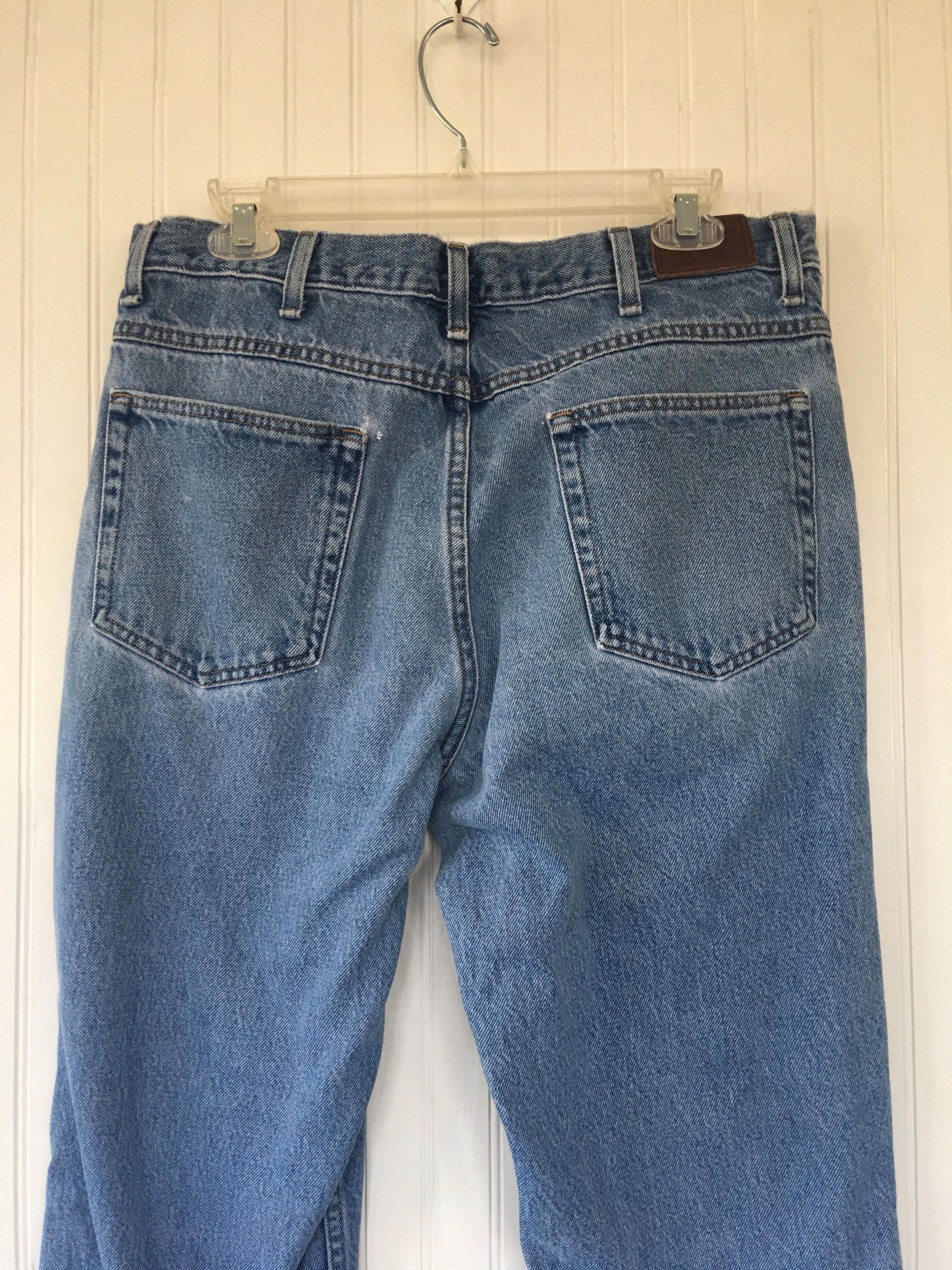 Vintage 90s LL Bean Denim Blue Jeans Worn Size womens 34 x 29 Large L ...