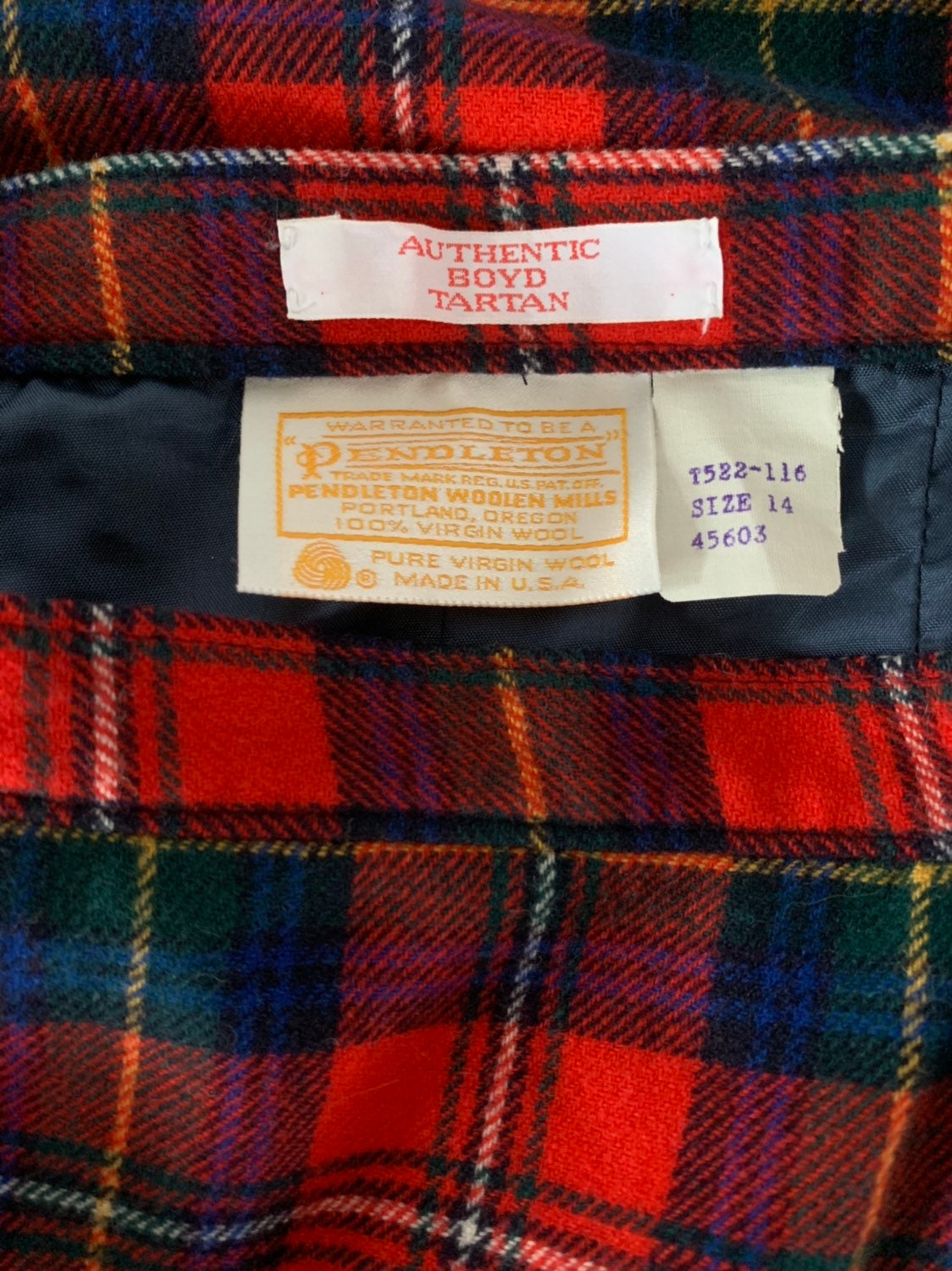 Vintage 70s Pendleton Red Green White Yellow Blue Plaid Tartan Wool ...