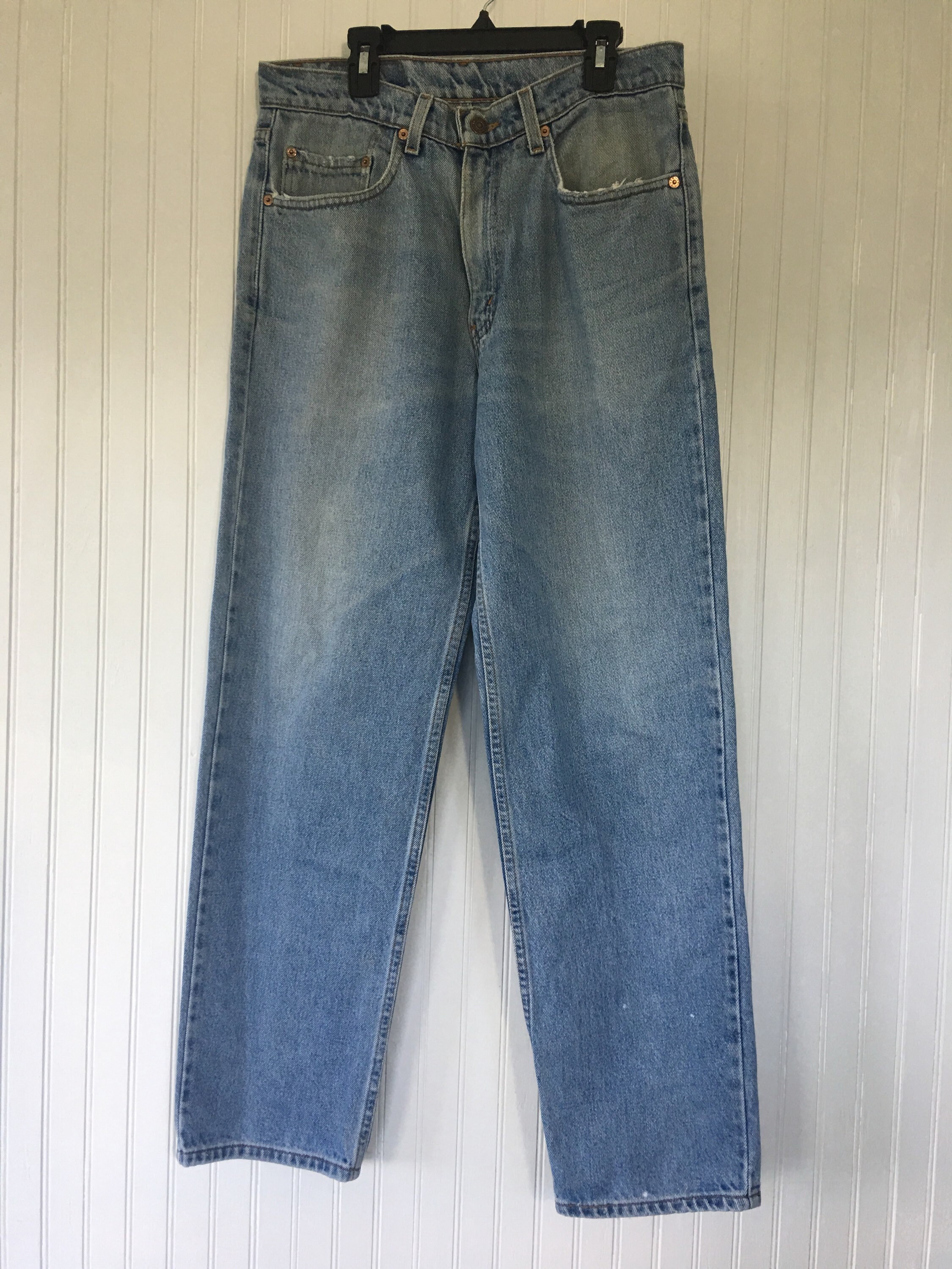 Vintage 90s Levis 550 Red Tab Jeans 32 Grunge Light Medium Blue Wash ...