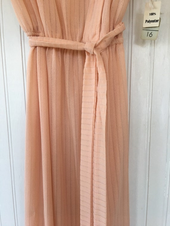 Vintage NWT 70s Pastel Peach Sheer Dress Size Med… - image 5