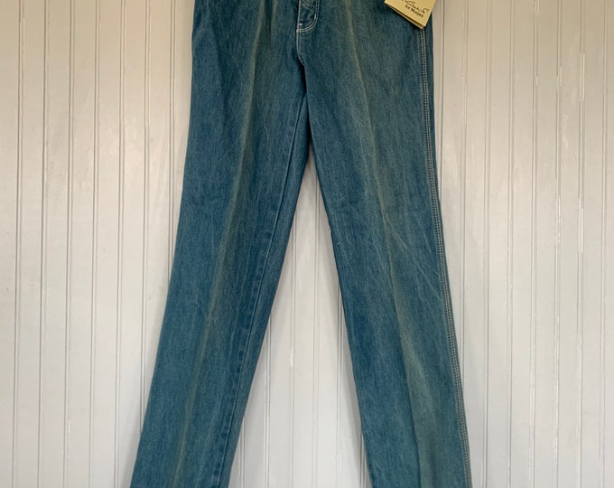 Vintage 70s 26 Gloria Vanderbilt Deadstock Light Blue Jeans High Waisted Denim NOS Size 0 2 xs Dirty Wash Unique NOS Murjani Mom Jean 25