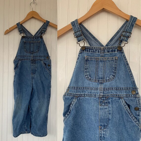 Vintage 90s Kids Size 4t Blue Jean Denim Overalls Coveralls Etsy