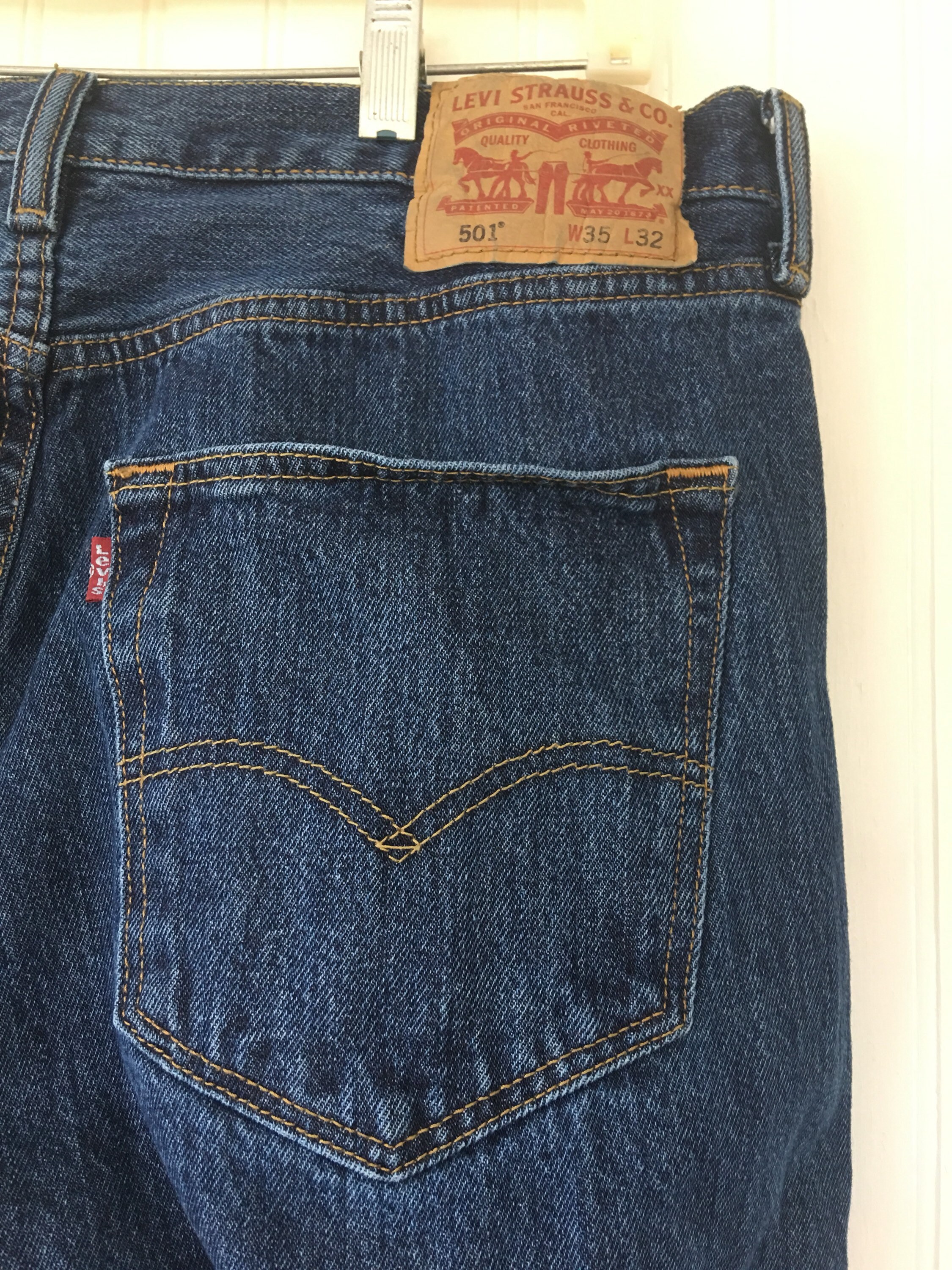 Vintage 90s Levis 501 Grunge Blue Jeans Denim Nineties 35 x 32 Dark ...