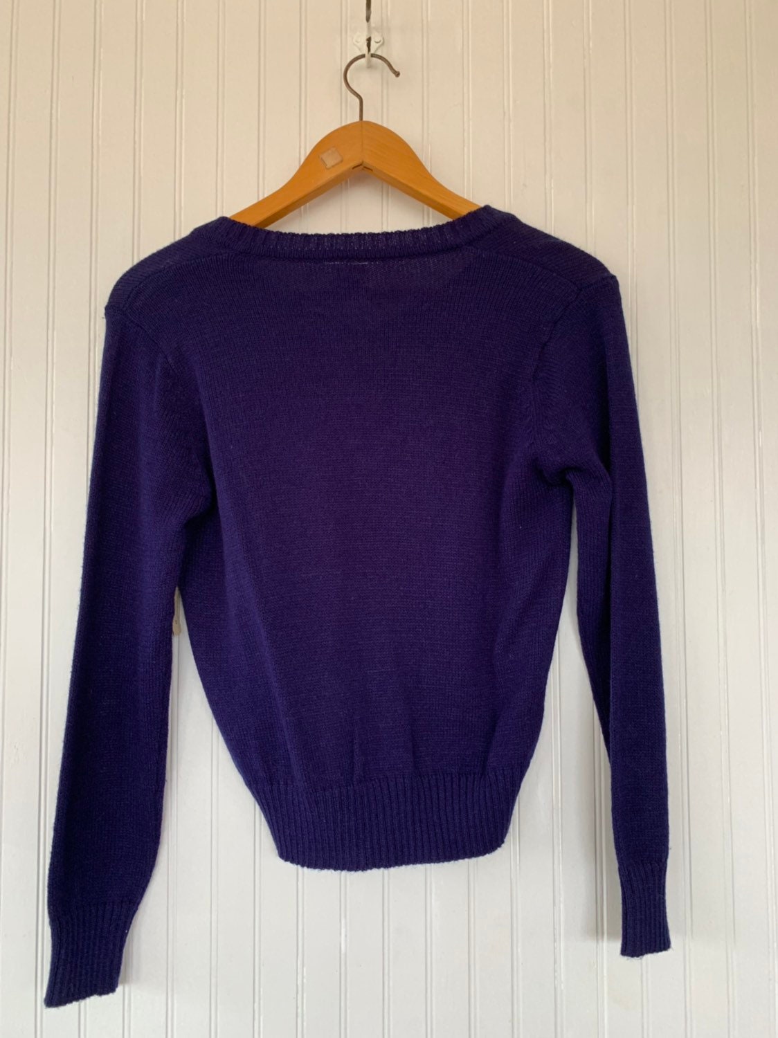 NWT Vintage 80s Medium Navy Dark Blue V Neck Pullover Knit Sweater ...