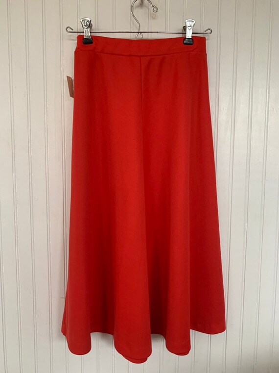 Vintage 80s Deadstock Red Skirt XS Below Knee Bel… - image 3