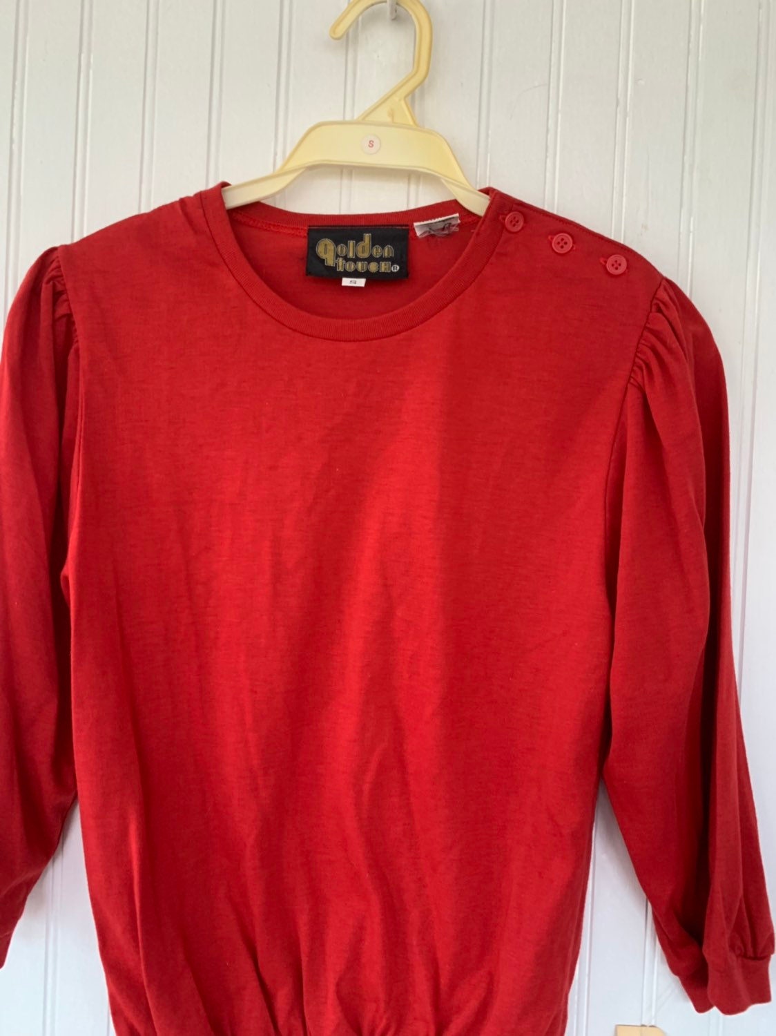 Unique Vintage 70s 80s Bright Red Puff Sleeve Top Shirt Small S xs ...
