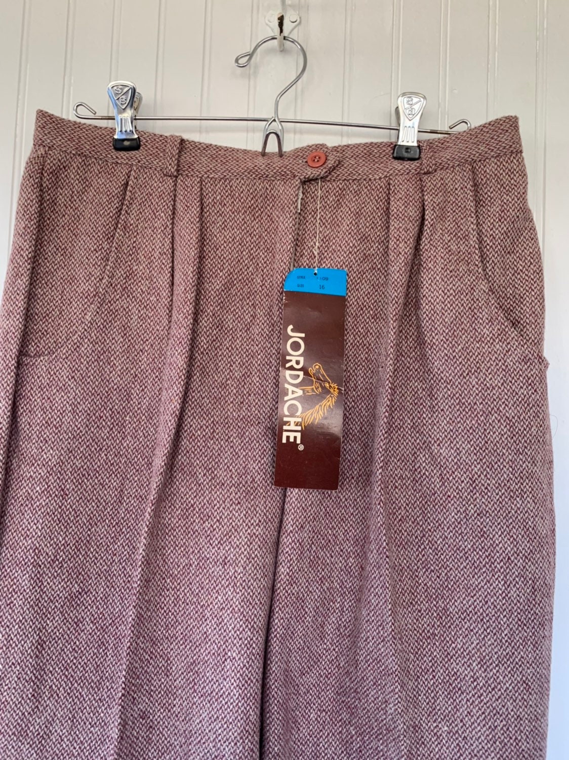 NWT Vintage 80s Jordache Deadstock Tweed High Waisted Trousers 30 Dark ...