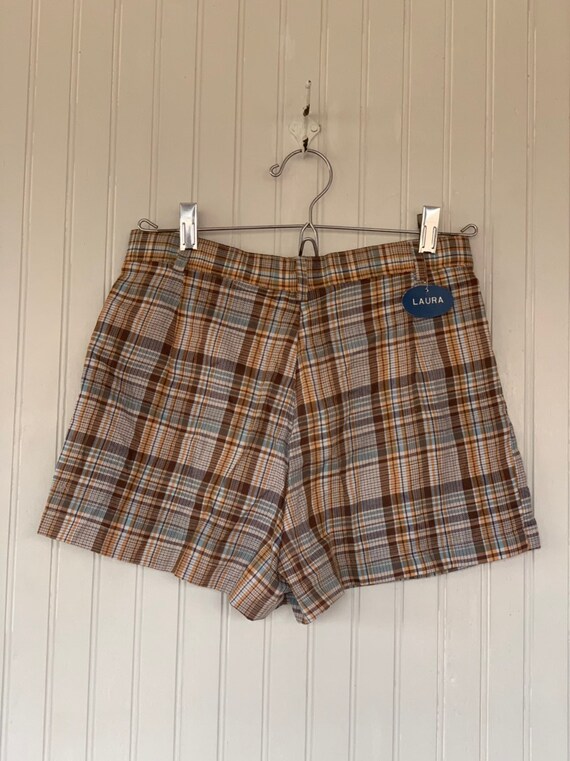 Deadstock Vintage 70s Plaid Short Booty Shorts XS… - image 9