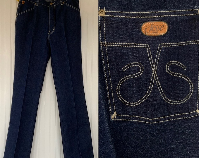 NWT Vintage 80s Deadstock Jesse Jeans High Waisted Dark Denim Blue Jeans 31 30 NOS Pockets Original Tags Western Mens Small Medium