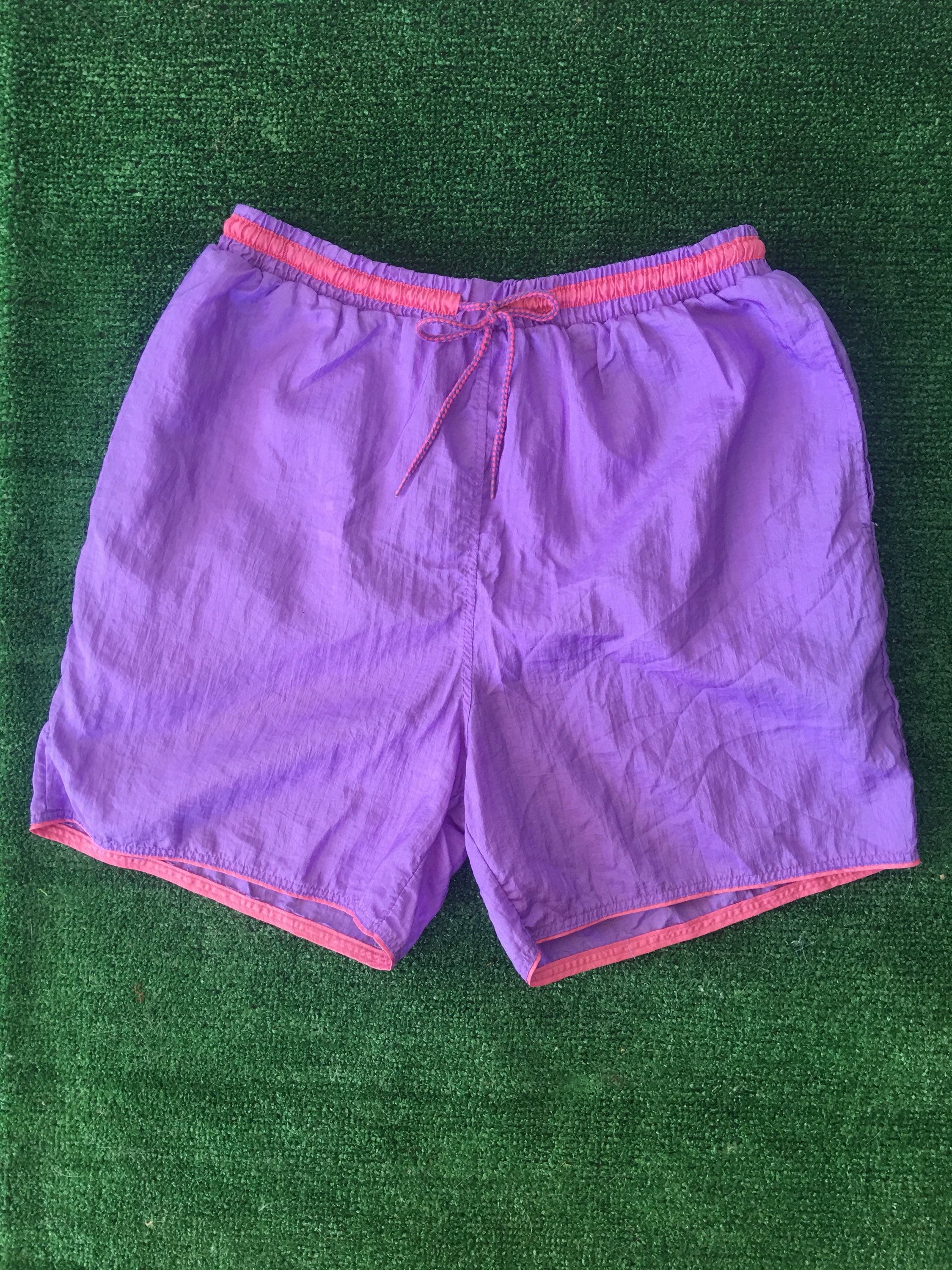 Vintage 90s Purple Pink Nylon Exercise Shorts High Waist Size Small ...