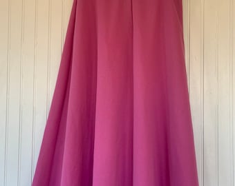 Vintage Deadstock 80s XS Skirt Hot Pink High Waist Below Knee Elastic Waist 70s NOS Skirts Polyester 24 25 Spring Summer Pin up skirts