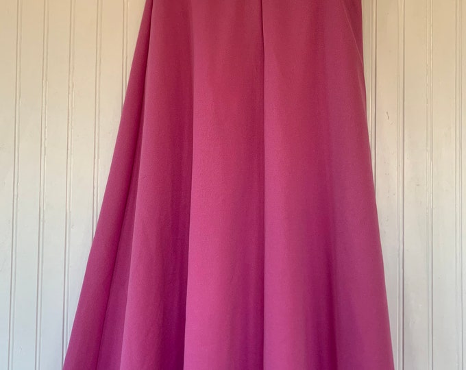 Vintage Deadstock 80s XS Skirt Hot Pink High Waist Below Knee Elastic Waist 70s NOS Skirts Polyester 24 25 Spring Summer Pin up skirts