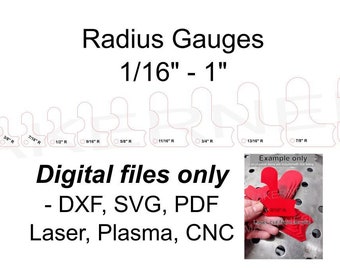 Radius Gauges 1/16" - 1" : Digital files only - Laser, Plasma, CNC
