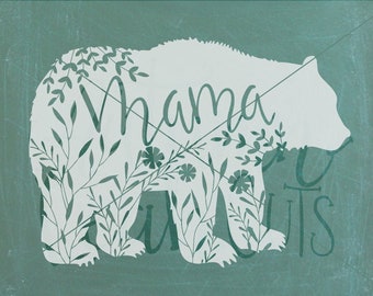 Download Mama Bear Floral Svg Etsy